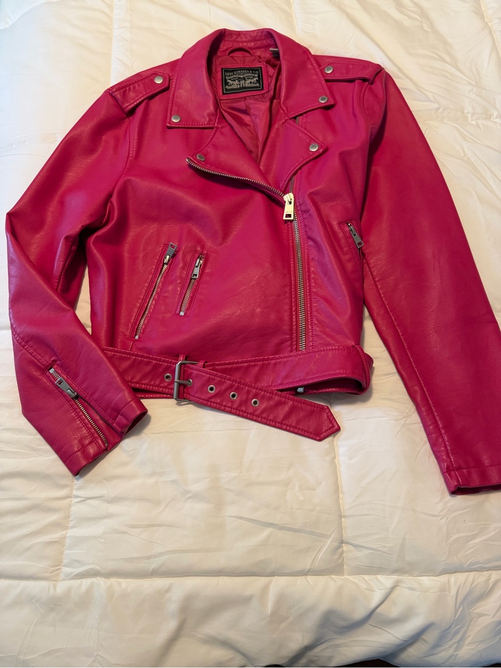 Levi's Hot Pink Faux Leather Moto Jacket